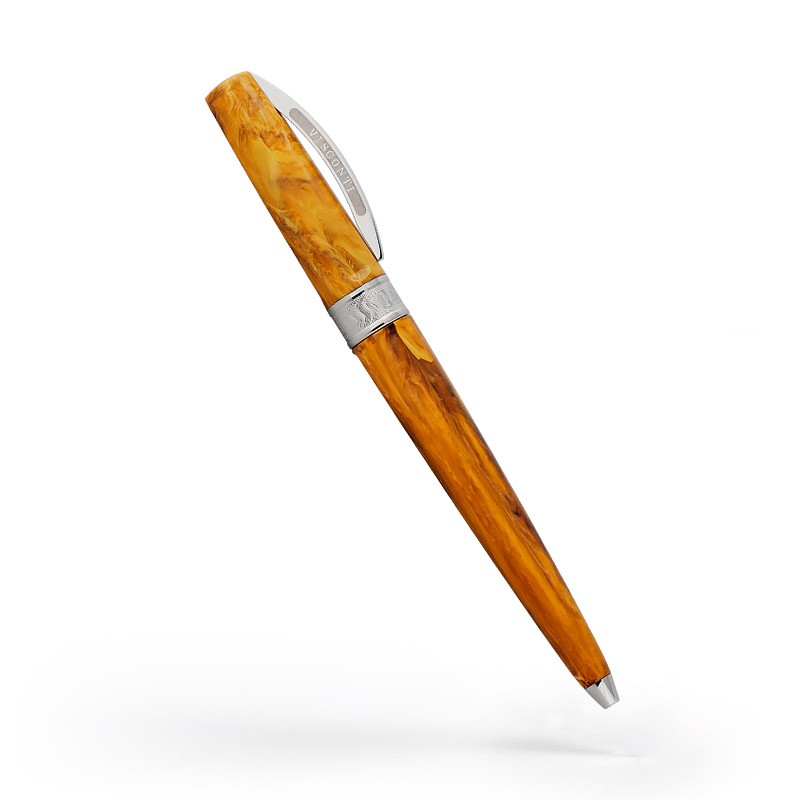 VISCONTI MIRAGE AMBER BALLPOINT PEN ~ palladium plated trims