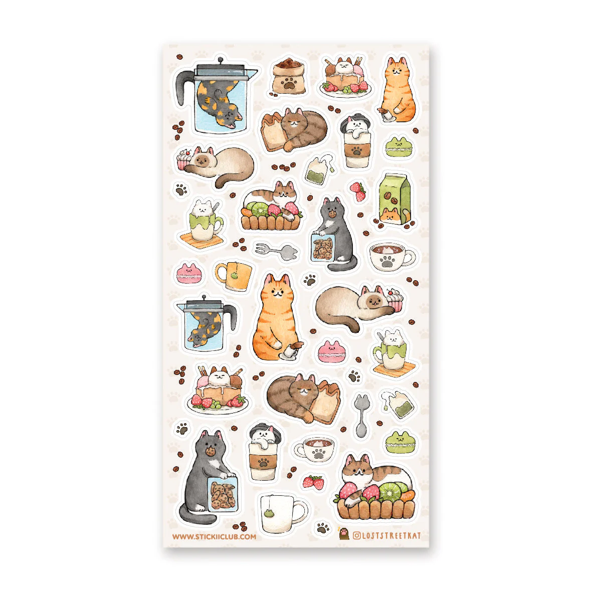 STICKII CAT CAFE TREATS STICKER SHEET