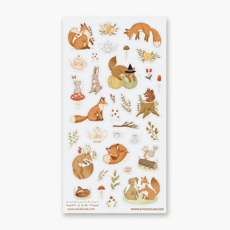 STICKII FALL FOREST FOXES STICKER SHEET