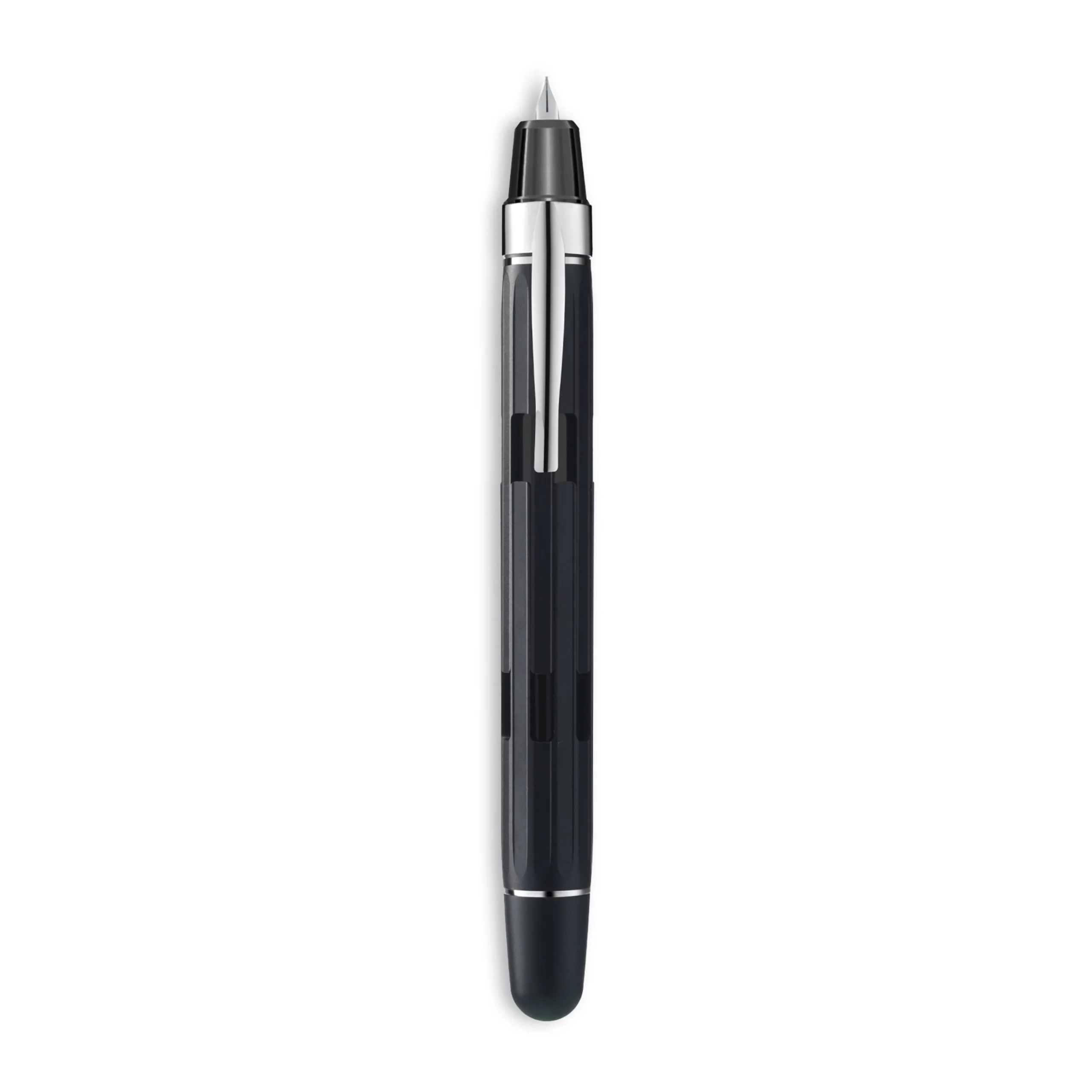 NAHVALUR ECLIPSE BLACK SILVER FOUNTAIN PEN