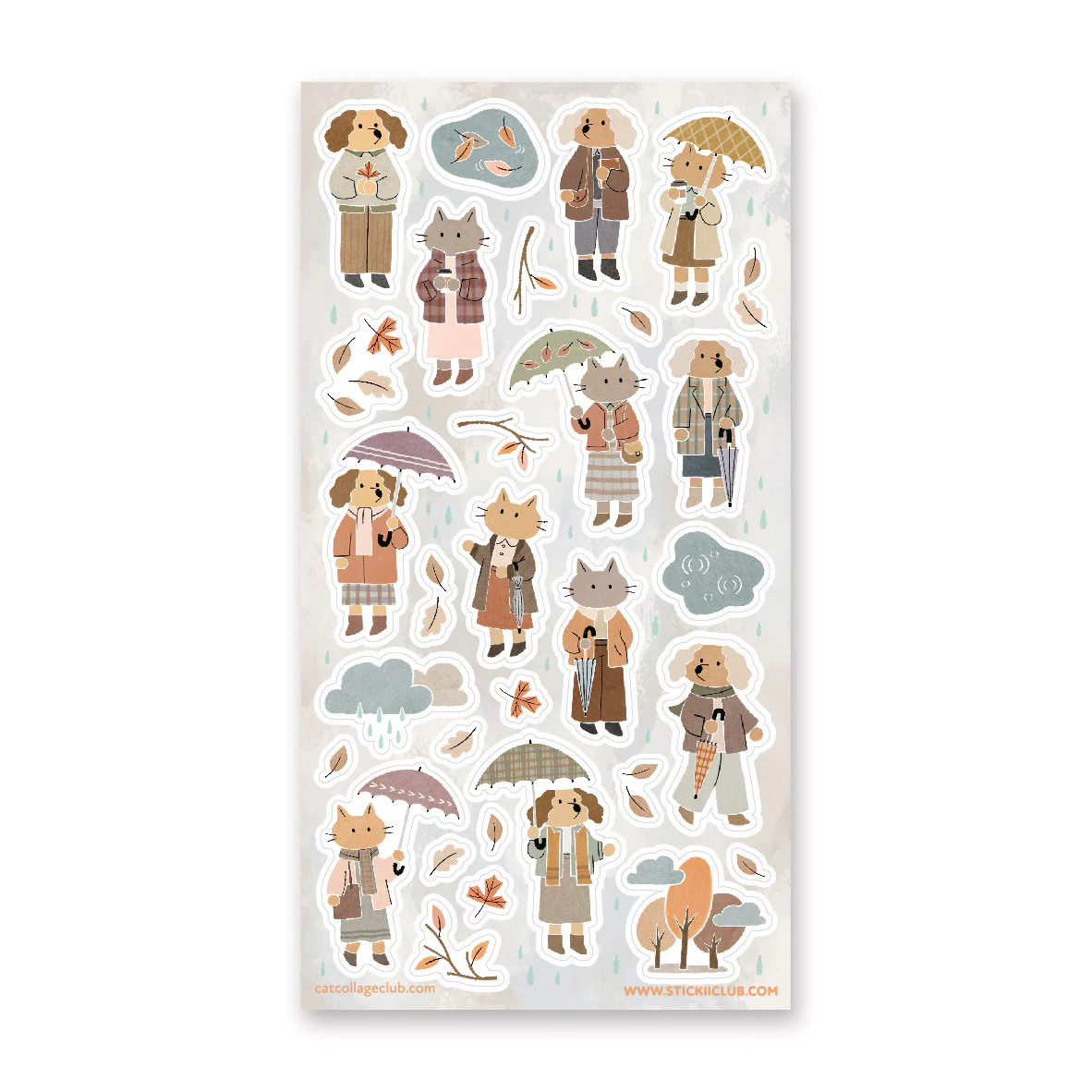 STICKII IT'S RAINING CATS AND DOGS STICKER SHEET