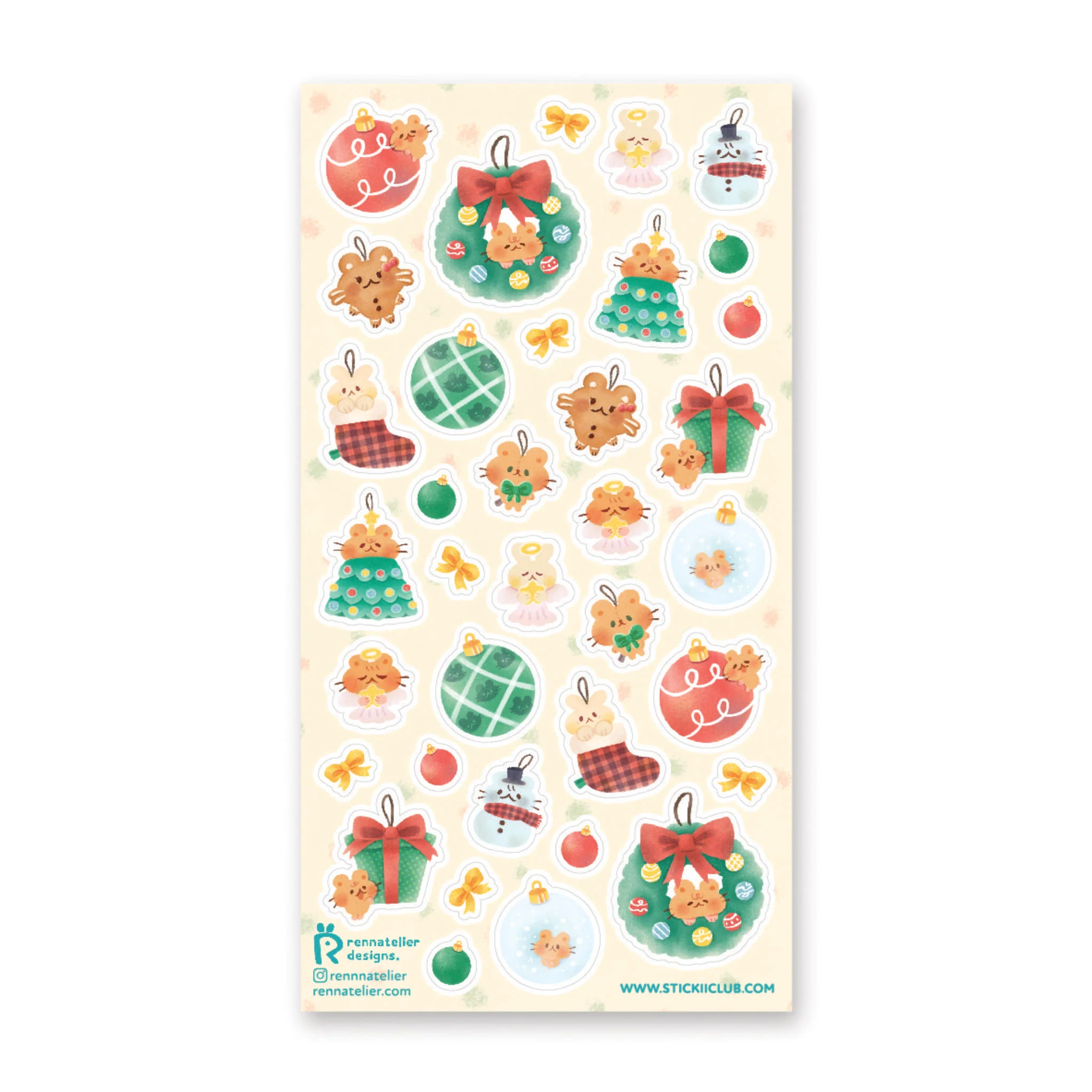 STICKII CUTIE TREE ORNAMENTS STICKER SHEET