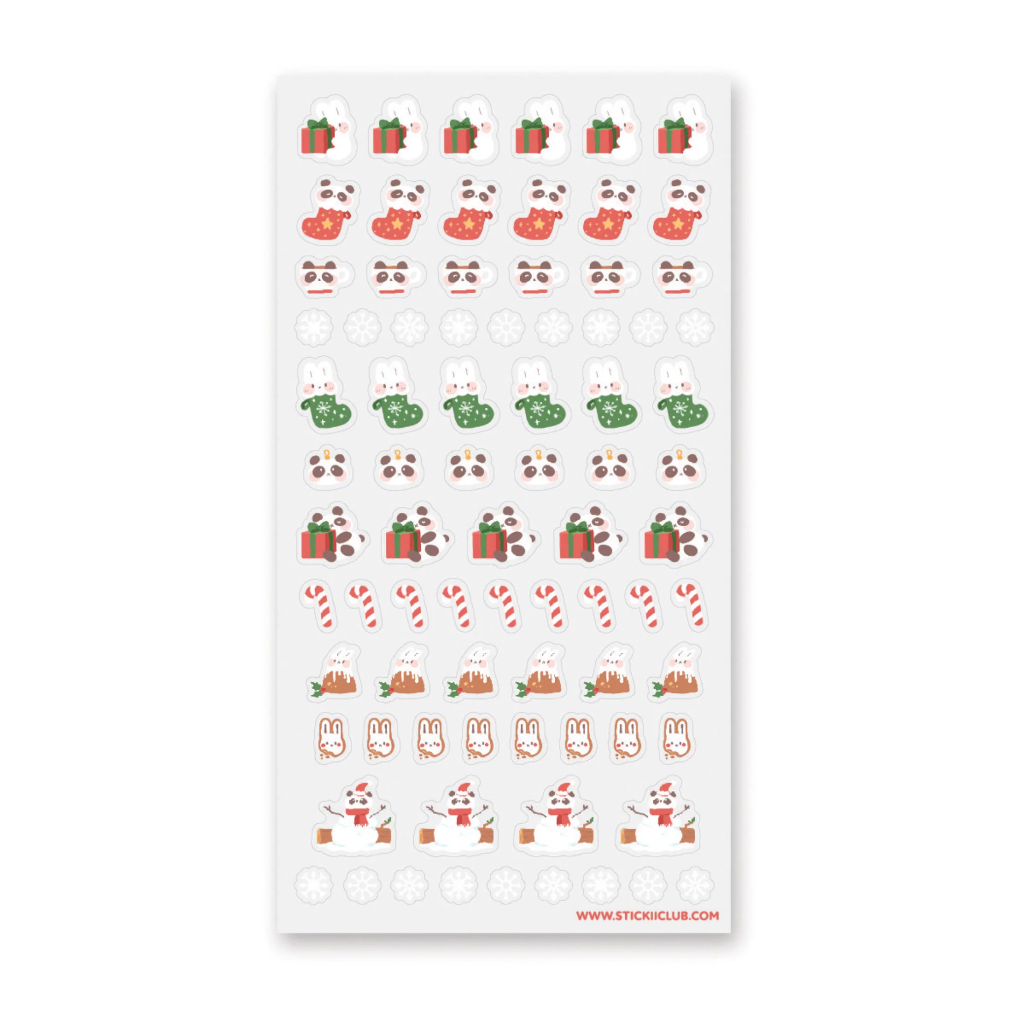 STICKII PANDA AND BUN CHRISTMAS STICKER SHEET